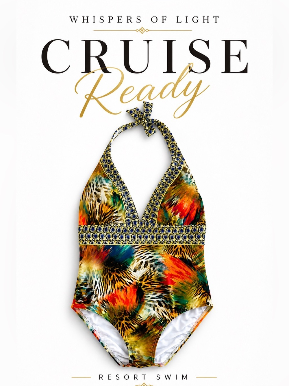 VENUS One Piece Swimsuit Size 8 Tropical Animal Print Halter Resort Swim NWOT